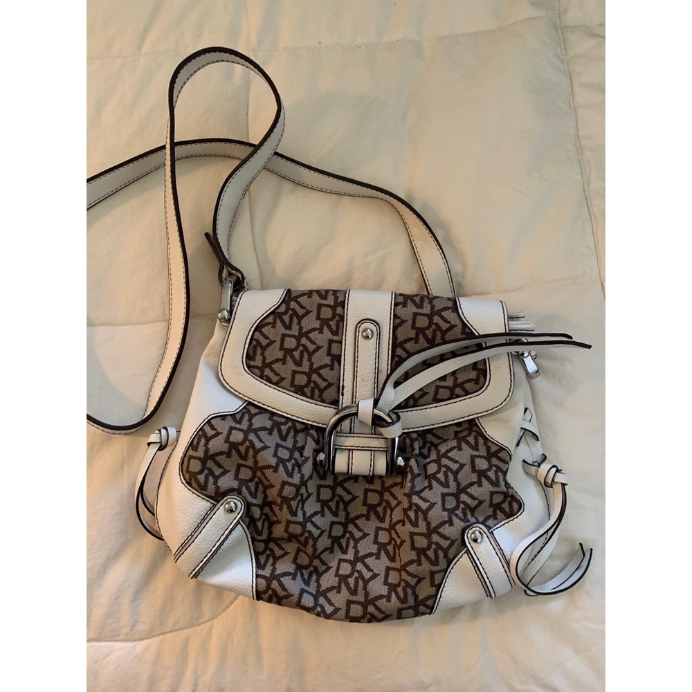 DKNY White & Tan Crossbody Bag